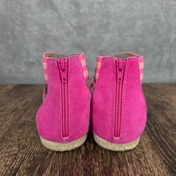 Talbots Illyssa Espadrille Flats Sandals 10 M Pink Tan Open Toe Striped Colorful - Picture 7 of 14